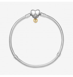 Bracelet Mailles Serpent PANDORA Fermoir Coeur Princesses Disney 18cm