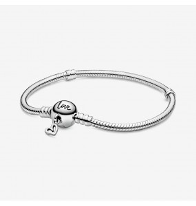 Bracelet PANDORA Maille Serpent Fermoir Coeur Dessiné