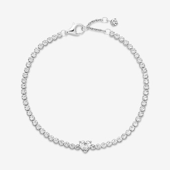 Bracelet Rivière PANDORA Coeur Scintillant 18cm