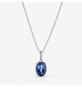 Collier PANDORA Pendant Halo Bleu 45cm - 390055C01