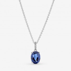 Collier PANDORA Pendant Halo Bleu 45cm - 390055C01