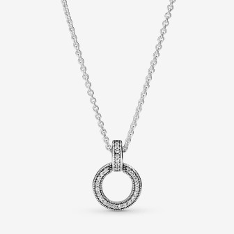 Pendentif et Collier Double Cercle PANDORA 45cm