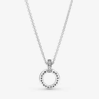 Pendentif et Collier Double Cercle PANDORA 45cm