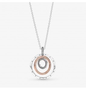 Pendentif, Collier PANDORA Cercles Bicolores - 389483C01-60