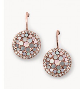 Boucles d'oreilles Femme FOSSIL JF01737791 - Collection PINK MOP VINTAGE GLITZ style Tendance avec acier et nacre