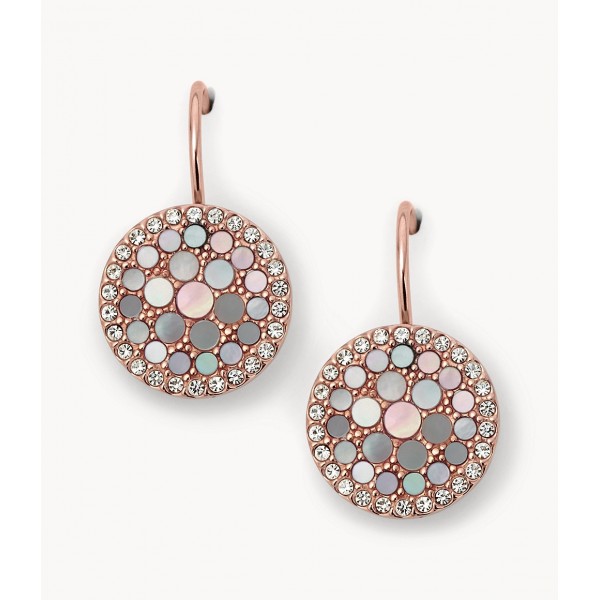 Boucles d'oreilles Femme FOSSIL JF01737791 - Collection PINK MOP VINTAGE GLITZ style Tendance avec acier et nacre