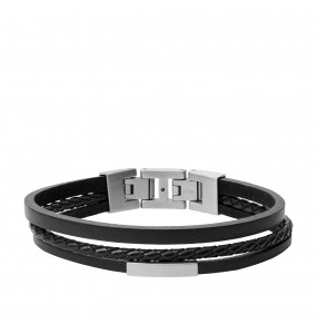 Bracelet Homme FOSSIL JF03322040 - Collection MULTI-STRAND VINTAGE Montre style Tendance avec cuir et acier