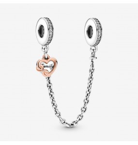 Charm PANDORA Chaîne Sécurité Coeur Famille 5cm - 789541C01-05