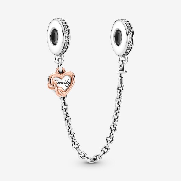 Charm PANDORA Chaîne Sécurité Coeur Famille 5cm - 789541C01-05