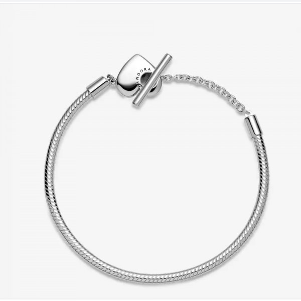 Bracelet Maille Serpent fermoir en T Coeur PANDORA Moments Bracelet Maille Serpent fermoir en T Coeur PANDORA Moments