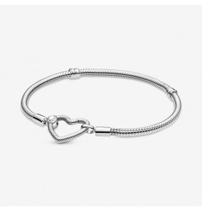 Bracelet Maille Serpent Fermoir Coeur PANDORA Moments - 20 cm