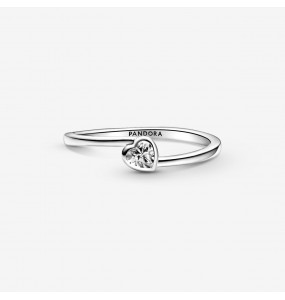 Bague Solitaire PANDORA Coeur Incliné Incolore Taille 54