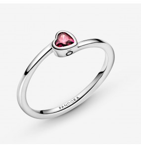 Bague Solitaire PANDORA Coeur Incliné Rouge Taille 52