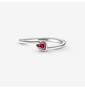 Bague Solitaire PANDORA Coeur Incliné Rouge Taille 52