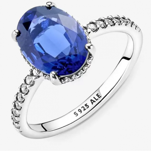 Bague PANDORA Halo Spectaculaire Pierre Bleu - T52 - 190056C01-52