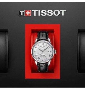 Montre Homme TISSOT Le Locle Powermatic 80 Automatique Argenté Cuir Noir - T0064071603300
