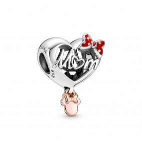 Pandora - Charm Disney Coeur Minnie Mom - Argent 925°° plaqué or rose 14K - émail - Collection Disney x Pandora