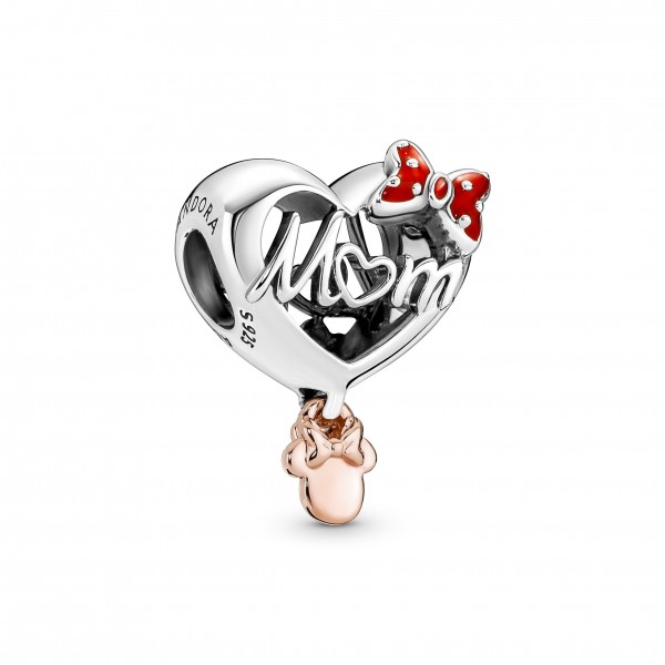 Pandora - Charm Disney Coeur Minnie Mom - Argent 925°° plaqué or rose 14K - émail - Collection Disney x Pandora