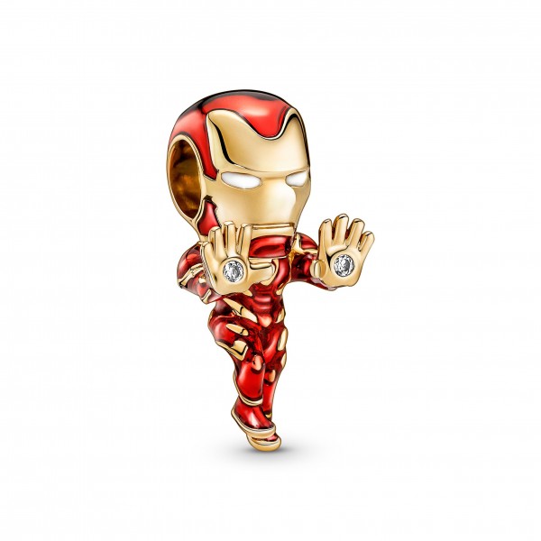 Pandora - Charm Marvel Avengers Iron Man - Plaqué or 14K - émail - Collection Marvel x Pandora