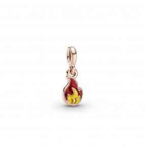 Pandora - Mini Charm Pendant Flamme  Me - Plaqué or rose 14K - émail - Collection Pandora ME