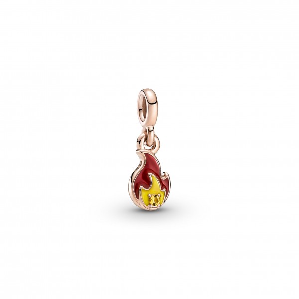 Pandora - Mini Charm Pendant Flamme  Me - Plaqué or rose 14K - émail - Collection Pandora ME