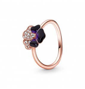 Pandora - Bague Pensée Violet Profond - Plaqué or rose 14K - émail - Collection Pandora Moments