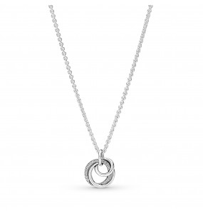 Pandora - Collier avec Pendentif Cercles Ma Famille pour Toujours - Argent 925°° -  - Collection Pandora Moments