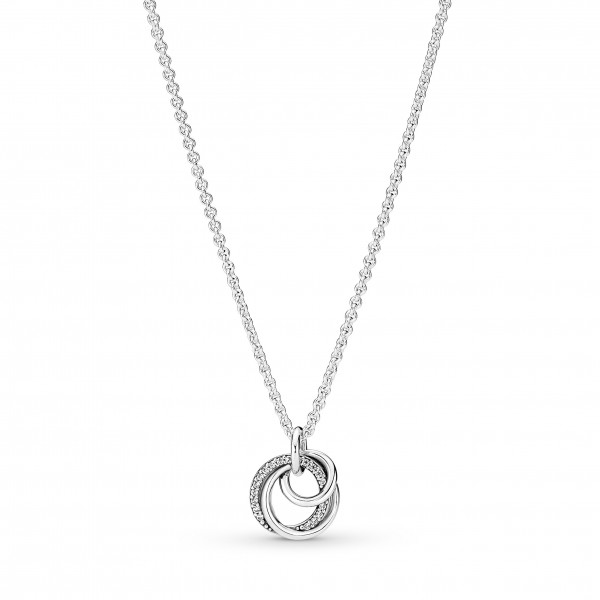 Pandora - Collier avec Pendentif Cercles Ma Famille pour Toujours - Argent 925°° -  - Collection Pandora Moments