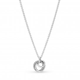 Pandora - Collier avec Pendentif Cercles Ma Famille pour Toujours - Argent 925°° -  - Collection Pandora Moments