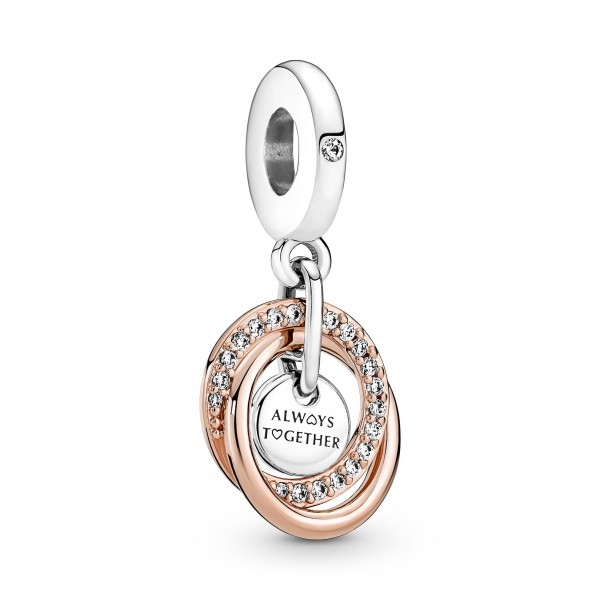 Pandora - Charm Pendant Cercles Ma Famille pour Toujours - Argent 925°° plaqué or rose 14K -  - Collection Pandora Moments