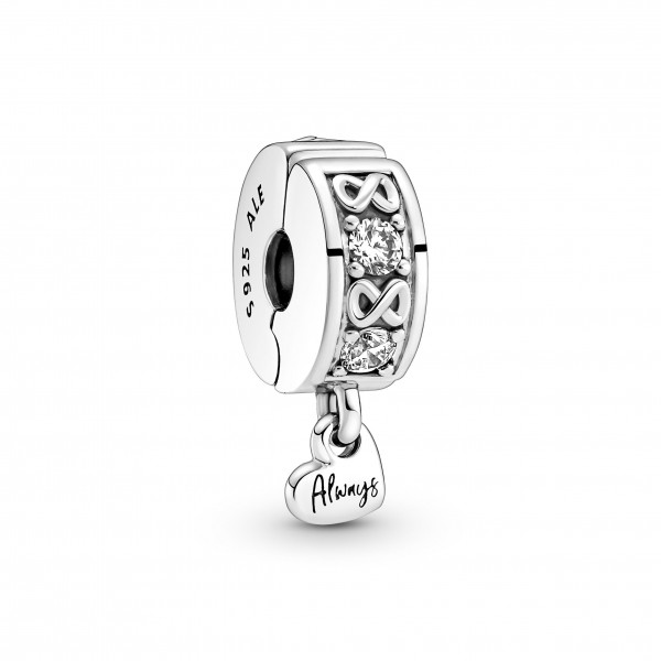 Pandora - Charm Clip Pavé Ma Famille pour Toujours - Argent 925°° - Silicone - Collection Pandora Moments