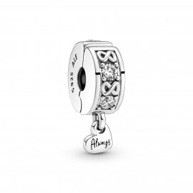 Pandora - Charm Clip Pavé Ma Famille pour Toujours - Argent 925°° - Silicone - Collection Pandora Moments