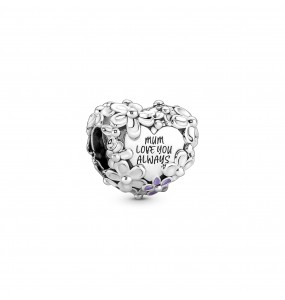 Pandora - Charm Coeur Mum Marguerites - Argent 925°° - émail - Collection Pandora Moments