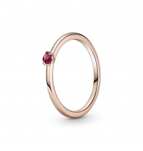 Pandora - Bague Solitaire Rouge - Plaqué or rose 14K -  - Collection Pandora Timeless