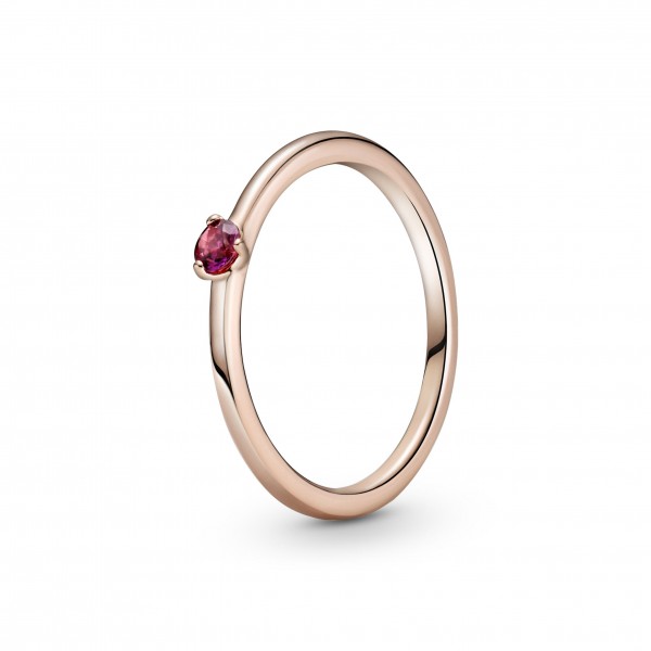 Pandora - Bague Solitaire Rouge - Plaqué or rose 14K -  - Collection Pandora Timeless