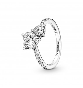 Pandora - Bague Double Coeur Scintillant - Argent 925°° -  - Collection Pandora Timeless