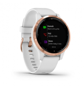 Montre Femme Connectée GARMIN Vivoactive 4S rose gold et bracelet en silicone Blanche - 010-02172-22