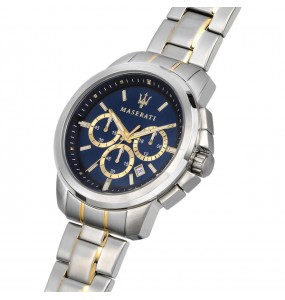 Montre Homme MASERATI Successo Chrono Bleu Acier Bicolore - R8873621016