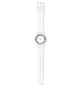 Montre Unisexe SWATCH Weisser Than White SO28W104 - Collection Monthly Drops - Boitier matériau biosourcé blanc