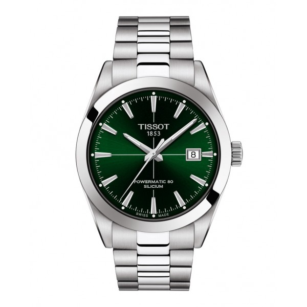 Montre Homme T1274071109101 Tissot Gentleman Powermatic 80 Silicium - Cadran Ronde, Vert