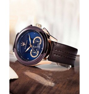 Montre Homme MASERATI Traguardo Chronographe Cuir Bleu - R8871612024