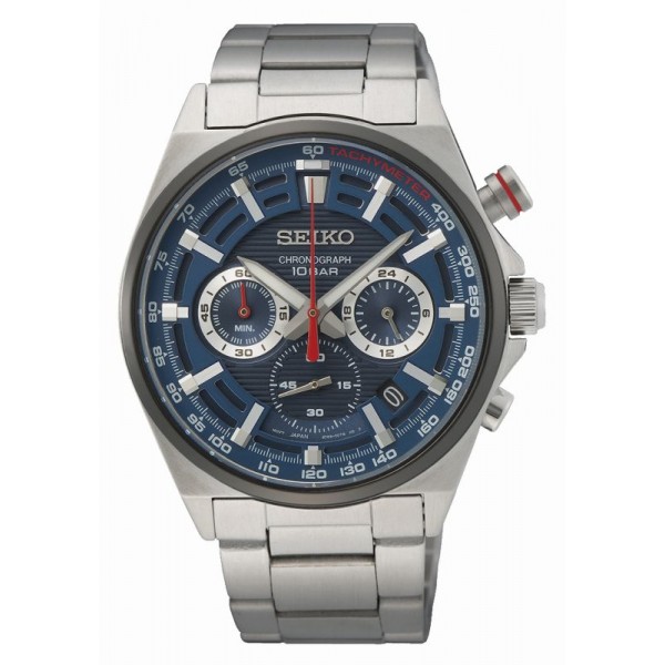 SEIKO SPORT QUARTZ CHRONOGRAPHE BLEU ACIER SSB407P1