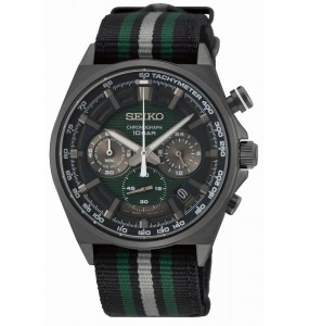 Montre Homme Seiko Sport SSB411P1 - Chrono quartz - Boitier acier inoxydable revêtement titane carboné