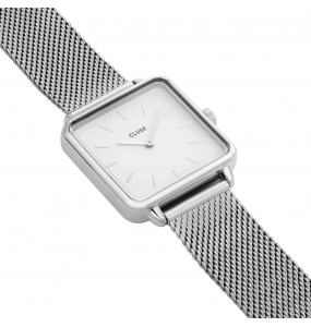 Montre Femme CLUSE La Tétragone Brac en Acier Argenté, Cad Blanc - CW0101207003