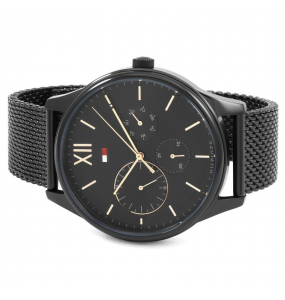 Montre Tommy Hilfiger Damon Homme - Boitier acier Noir - Bracelet acier Noir