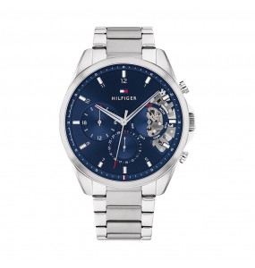 Montre Tommy Hilfiger Baker Homme - Boitier acier argenté - Bracelet acier argenté