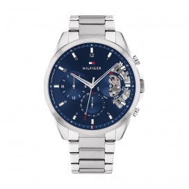 Montre Tommy Hilfiger Baker Homme - Boitier acier argenté - Bracelet acier argenté