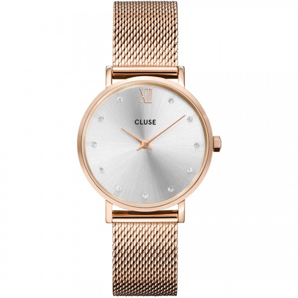 Montre Femme Cluse Minuit Mesh Crystals, Silver, Rose Gold Colour gris CW10205