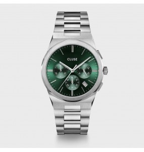 Montre Homme Cluse Vigoureux Chrono Steel, cadran rond vert CW20803