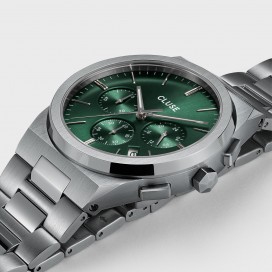 Montre Homme Cluse Vigoureux Chrono Steel, cadran rond vert CW20803